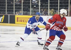 David Clarke in action for Great Britain against Croatia in the teams' first game at the World Championship Division IB in Belfast. Photo: Ian Offers, GBSC.